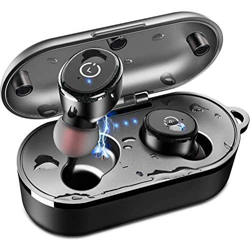 TOZO T10 Bluetooth 5.0 Wireless Earbuds with Wireless Charging Case IPX8 Waterproof TWS Stereo Headphones in Ear Built in Mic Headset Premium Sound with Deep Bass for Sport Black