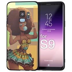 XIX Samsung Galaxy S9 Case African American Afro Girls Women Slim Fit Shockproof Bumper Cell Phone Accessories Thin Soft Black TPU Protective Samsung Galaxy S9 Cases (02)