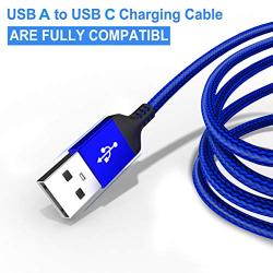 USB Type C Cable,AkoaDa 3-Pack (10ft+6.6ft+3.3ft) USB to USB C Cable Nylon Braided Fast Charger Cord for Samsung Galaxy S8 S9 Plus Note 8,Google Pixel XL,LG G5 G6 V20,Moto Z Z2 (Blue)