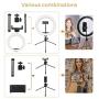 QI-EU Ring Light with Tripod Stand & Phone Holder, 10.2" Selfie Ring Light for Live Stream/YouTube/Photography, Desk Makeup Ring Light 3 Colors & 10 Brightness Level Compatible with iPhone/Android