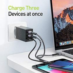 World’s Smallest 3-Port Laptop Wall Charger 65W USB-C & USB-A | Quick Charges: Laptops, Smartphones & Tablets Simultaneously | Includes Braided 5ft USB-C Cable | Made in NYC & Includes 18m Warranty