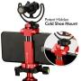 Ulanzi ST-03 Metal CNC Made Adapter Mobile Phone Holder Cold Shoe Mount,Cell Phone Tripod Holder Clip Adapter and Arca-Style Quick Release Plate for 4.3in to 7in Screen Smartphone (Red)