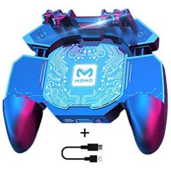 N/L Gaming Grip - PUBG Mobile Game Controller 6 Fingers Operation, All-in-One Gamepad Joystick Remote Grip Shooting Aim Keys for iPhone Android Phones 2.64-3.54 Inch