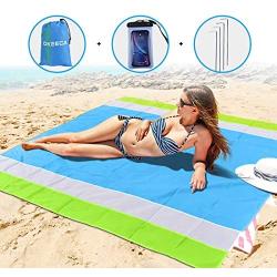 OKEECA Sand Free Beach Mat Oversized 82" X79" Sand Proof Beach Blanket Outdoor Picnic Mat for Travel, Camping, Hiking and Music Festivals-Lightweight Quick Drying Heat Resistant