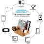 Bamboo Charging Station Organizer for Multiple Devices, Desktop Docking Stations Holder for Cell Phone, Tablet, iWatch, Airpod Charge Stand (Included Watch & Airpod Stand, 5 Cable) (➤No USB Charger)