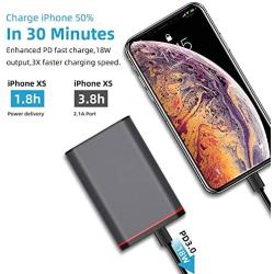 Portable Power Bank Chargers 10000mAh Type C PD 18W and 2 USB QC 3.0 Ports Small External Battery Packs LCD Display for iPhone iPad Huawei Samsung Android Mobile Phone Nintendo Switch Tablets