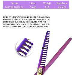 Purple Dragon Professional 7.0/8.0 inch Pet Grooming Hair Cutting Scissor and 6.75/8.0 inch Dog Chunker Shear - Japan 440C Stainless Steel for Pet Groomer or Family DIY Use