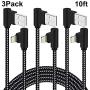 90 Degree Lightning Cable 10FT 3 Pack Right Angle iPhone Charger Cable Extra Long Nylon Braided iPhone Cord for iPhone/iPad (10 feet, Black White)