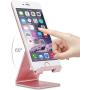 Cell Phone Stand, ZTON Aluminum Metal Tablet Stand, Mobile Phone Holder for iPhone iPad Samsung for Desk Table Bedroom Kitchen (Rose Gold)