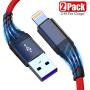 Long iPhone Charger 10ft, CyvenSmart 2Pack 10Foot Lightning Cables, Nylon Braided Data Sync Long iPhone USB Charging Cable Cord for iPhone 11/11 Pro / 11 Pro Max/XS/XS Max/XR/X / 8, iPad Mini.