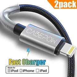 [7in Apple MFi Certified] Lightning Cable, 2Pack 7 Inch iPhone Charger Cable, Cabepow Fast Charging Cord for iPhone 11/11 Pro /11 Pro Max/XS/XS Max/XR/X/8/8 Plus/7/7 Plus/6/6 Plus/5/SE