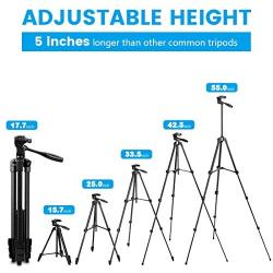 Phone Tripod,Tripod for Camera,55-inch Extendable Lightweight Aluminum Tripod Stand with Universal 2 in 1 Phone/Tablet Holder,Remote Shutter,Compatible with Smartphone&Tablet&Camera,Carry Bag Inclued.