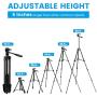 Phone Tripod,Tripod for Camera,55-inch Extendable Lightweight Aluminum Tripod Stand with Universal 2 in 1 Phone/Tablet Holder,Remote Shutter,Compatible with Smartphone&Tablet&Camera,Carry Bag Inclued.