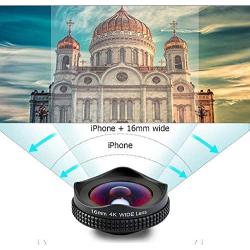 Apexel iPhone Lens, 16mm Wide Angle Camera Lens with CPL Filter Lens Kit for iPhone 7 6/6s 6Plus/6s Plus Samsung Galaxy S7/S6 Most Andriod Smartphones (No Dark Circle)-Black