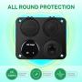Kohree 12V Marine Car Charger Socket Panel, 4 in 1 Waterproof Boat Cell Phone Rocker Switch Panel with 12 Volt Dual USB Power Outlet Cigarette Lighter Socket for RV Marine Boat Camper Truck Automotive