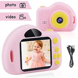 CHUNXU Kids Camera,Digital Video Camera for 3-10 Years Old Girls Boys,32GB SD Card Rechargeable Battery Compact Cameras for Children Birthday (Pink)