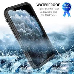 iPhone 11 Pro Max Case, Waterproof Full Body Rugged Clear Slim Case with Built-in Screen Protector Heavy Duty Shockproof Cover Dirtproof Underwater Cases for Apple iPhone 11 Pro Max (Black, 6.5 Inch)