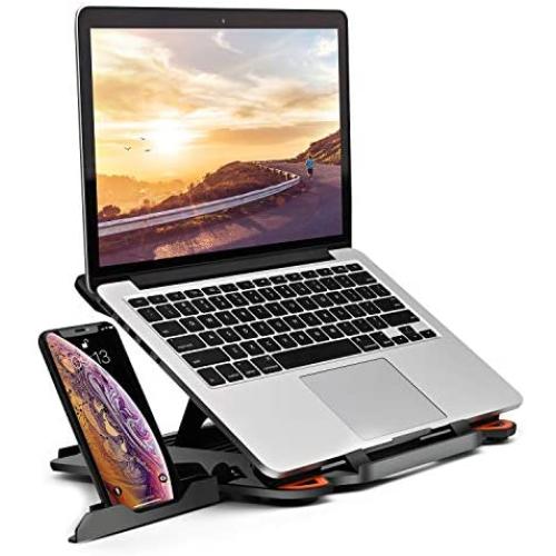 MeFee Laptop Stand Adjustable Laptop Computer Stand Multi-Angle Stand Phone Stand Portable Foldable Laptop Riser Notebook Holder Stand Compatible for 9 to 15.6” Laptops Black