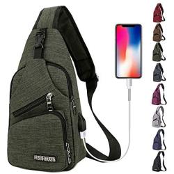 Peicees Travel Gym Bike Sling Bag Shoulder Backpack Daypack w/USB Charging Port