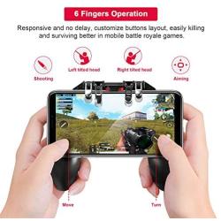 DELAM Mobile Game Controller with L1R1 L2R2 Triggers, PUBG Mobile Controller 6 Fingers Operation, Joystick Remote Grip Shooting Aim Keys for 4.7-6.5" iPhone Android iOS Cellphone Gamepad Accessories