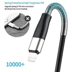 Lightning Cable 6ft iPhone Charger Cable Cord, CyvenSmart Extra Long 6 Foot 2 Pack Spring Protection Charging Cables with Metal Connector for iPhone 11/11Pro/11Max/X/XS/XR/XS Max/8/7/6/iPad Mini Air