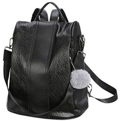 Heshe PU Leather Women’s Backpack Casual Daypack (HA00015-Black)