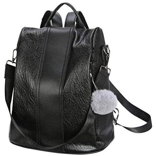 Heshe PU Leather Women’s Backpack Casual Daypack (HA00015-Black)
