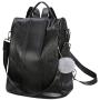 Heshe PU Leather Women’s Backpack Casual Daypack (HA00015-Black)