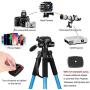 Joilcan 66-inch Lightweight Camera/Phone Tripod, Aluminum Travel Portable SLR Tripod with Mobile Phone Mount and 2 Quick Release Plate-Blue