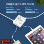 NTONPOWER Travel Power Strip 2 Outlets 3 USB Charging Ports Small Power Station with 3.3ft Extension Cord for Smartphone Tablets Cruise Hotel Office Bedside Table - White
