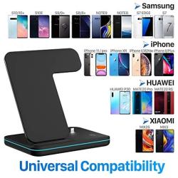 Wireless Charging Station, 3 in 1 Qi Charger for Apple Watch 1 2 3 4 5/Airpods, Wireless Charger for iPhone 11/11 Pro/11 Pro Max/XS Max/XS XR Plus Samsung S10 S9 S8 S7 and Qi-Certified Phones