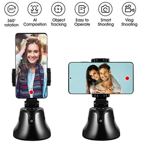 Portable Smart Selfie Stick,360°Rotation Auto Face Object Tracking Intelligent Shooting Camera Phone Mount, Countdown Video Vlog Shooting Smartphone Holder for All iPhone and Android Phone (Black) Portable Smart Selfie Stick,360°Rotation Auto Face Object Tracking Intelligent Shooting Camera Phone Mount, Countdown Video Vlog Shooting Smartphone Holder for All iPhone and Android Phone (Black)