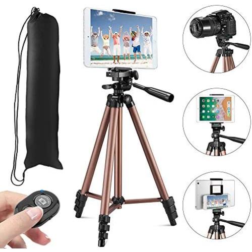 MOREVON Tripod for ipad, [2020 Upgrade] 53" Tripod for iPhone Camera Tablet, Lightweight Aluminum Tripod Stand with Remote Shutter, Universal 2 in 1 Phone/Tablet Holder, for Smartphone, Tablet, Camera