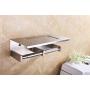 XVL Dual Toilet Paper Holder with Mobile Phone Storage Shelf and Spring Roller, Brushed, G327B