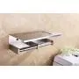 XVL Dual Toilet Paper Holder with Mobile Phone Storage Shelf and Spring Roller, Brushed, G327B