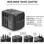 Travel Adapter, Universal Plug Adapter for Worldwide Travel, International Power Adapter, Plug Converter with 4 USB Ports, All in One Wall Charger AC Socket for European UK AUS Asia Cell Phone Laptop