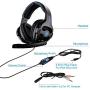 SADES SA810 Stereo Gaming Headset,Professional 3.5mm Over Ear Headphones with Mic and Volume Control,Bass Surround, Soft Memory Earmuffs Compatible with Laptop PC Mac iPad and Smart Phones (Black&Blue