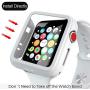 pzoz Compatible Apple Watch Series 2 / Series 3 Case with Screen Protector 42mm Accessories Slim Guard Thin Bumper Full Coverage Matte Hard Cover Defense Edge for Women Men New Gen GPS iWatch (White)