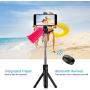 Selfie Stick Bluetooth, Doosl Selfie Stick Tripod - Extendable Tripod Stick with Remote - Facetime Phone Stand, Wireless Selfie Stick Tripod, Portable Tripod for Phone