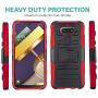 CasemartUSA Phone Case for [LG Premier Pro Plus (L455DL)], [Refined Series][Red] Cover with Kickstand & Holster for LG Premier Pro Plus (Tracfone, Simple Mobile, Straight Talk, Total Wireless)