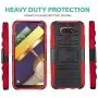 CasemartUSA Phone Case for [LG Premier Pro Plus (L455DL)], [Refined Series][Red] Cover with Kickstand & Holster for LG Premier Pro Plus (Tracfone, Simple Mobile, Straight Talk, Total Wireless)