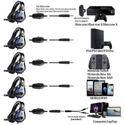 Gaming Headset with Mic,Noise Canceling LED Light Over-Ear Headphone for PS4,Lapto,PC,Xbox One,Nintendo Switch (Black)