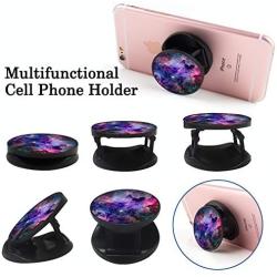 Multi-Functional Galaxy Pattern Cell Phone Finger Foldable Expanding Stand Holder Kickstand Hand Grip Car Mount Hooks Widely Compatible with Almost All Phones/Cases