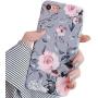 YeLoveHaw iPhone SE 2020 Case, iPhone 8 Case, iPhone 7 Case for Girls, Flexible Soft Slim Fit, Floral and Purple & Gray Leaves Pattern Cute Phone Case for iPhone8 / iPhone7 / iPhoneSE (Pink Flowers)