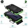 Solar Charger 20000mAh YOESOID Portable Solar Power Bank Outdoor Waterproof Camping External Backup Battery Pack with Dual USB Ports 2 LED Light Carabiner and Compass, Compatible Most Smart Phones