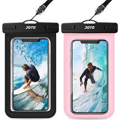JOTO Universal Waterproof Pouch, IPX8 Waterproof Cellphone Dry Bag Underwater Case for iPhone 11 Pro Max Xs Max XR X 8 7 6S+ SE, Galaxy S20 Ultra S10 S9 S8/Note10+ 9 up to 6.9" -2 Pack,Black/Clearpink
