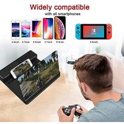 Phone Screen Magnifier with Bluetooth Speaker – Mobile Phone 3D HD Amplifier Screen Projector Enlarger for Movies, Gaming – Foldable Phone Stand with Laudspeaker – Compatible with All Smartphones