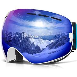 COPOZZ Ski Goggles, G1 OTG Snowboard Snow Goggles for Men Women Youth, Interchangeable Double Layer Anti Fog UV Protection Lens, Polarized Goggles Available