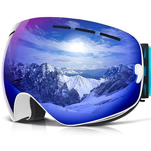 COPOZZ Ski Goggles, G1 OTG Snowboard Snow Goggles for Men Women Youth, Interchangeable Double Layer Anti Fog UV Protection Lens, Polarized Goggles Available
