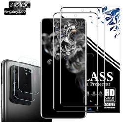 Galaxy S20 Ultra Screen Protector + Camera Lens Protector by EESHELL,[2 Pack + 2 Pack] [New Version] [Touch Sensitive] [Case Friendly][Fingerprint Compatible] for Samsung Galaxy S20 Ultra